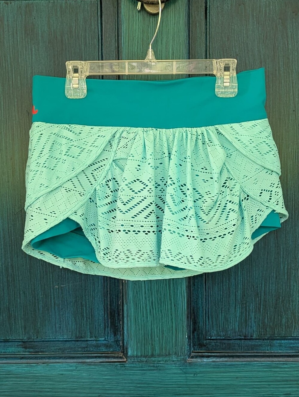 JO + JAX Green Aqua Teal Lace Layered Athletic Skort Size Medium Adult